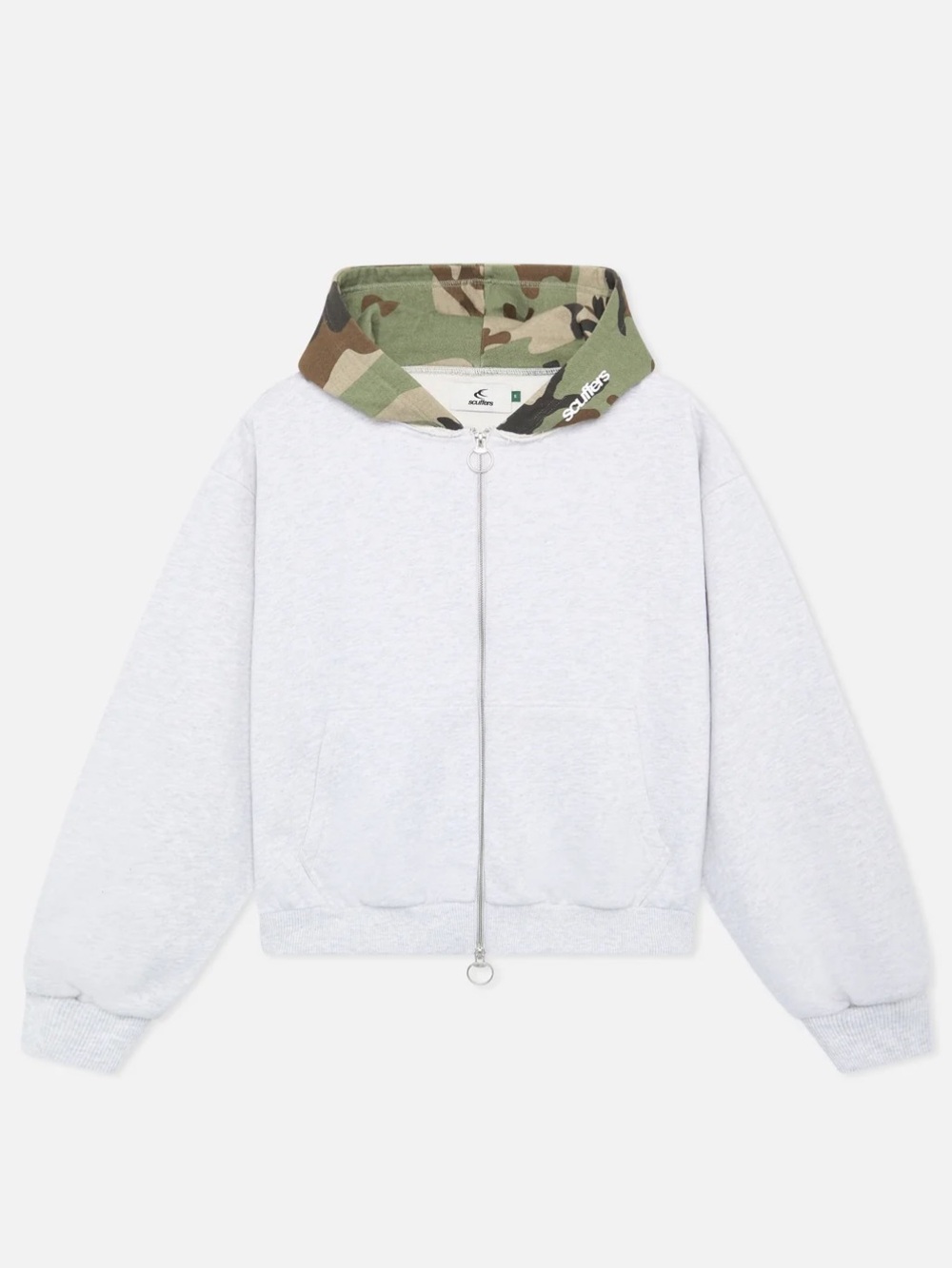 Scuffers Camo-Lined Light Gray Zip Hoodie